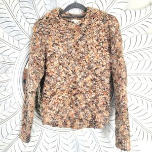H&M Chunky Knit Sweater Size XS Earthtones with Gold Sparkle